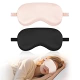 HOTUT Set di 2 mascherine da notte, Maschere per Dormire, maschera per gli occhi super liscia per Dormire, per Donna e Uomo maschera occhi e dormire antiluce cinturino elastico (Nero Rosa)