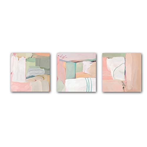 Image pour la maison salon décor abstrait scandinave | Déco murale affiche rose blanc vert 60x60