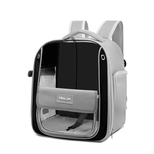 猫用キャリーバッグ リュック ペットキャリー 猫用 犬用 リュックタイプ メッシュ窓付きリュック 小型犬用 折りたたみ 軽量 子猫や中型〜大型猫用 シートベルト固定可能 お出かけ/キャンプ/ドライブ/旅行/入院/防災/避難用 携帯用リュック (グレー)