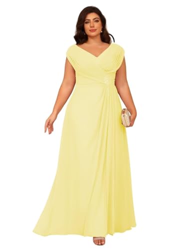 Image of Clothfun Simple V Neck Mother of The Bride Dresses Lace Appliques Chiffon Sleeveless Mother of The Groom Dress CYN014