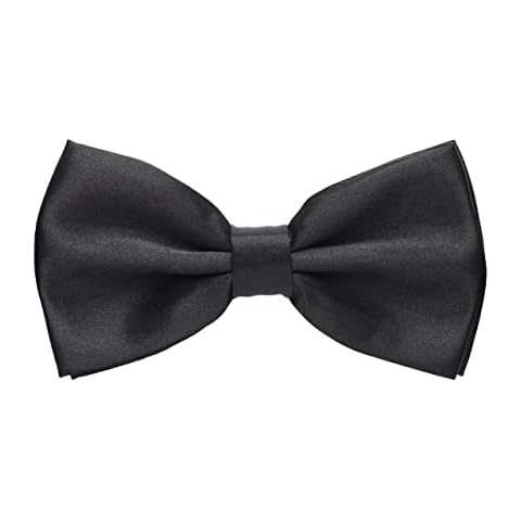 RSXING Men's Bow Tie Classic Tie Formal Solid Tuxedo Adjustable Adult Bow Tie for Wedding Party Solid Color Boy Bow Tie (Black) Cover