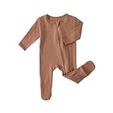 Langärmliges Mädchenbodysuit mit weichem Stoff für Neugeborene bis Kleinkinder ab 12 Monaten Einfachebodysuit für Alltag Freizeit Alltagssport Unifarbenes Tragekomfortbasisshirt (Brown, 1-3 Months)