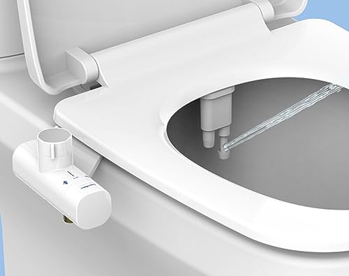 SuperBidet Accesorio para bidé de calidad, diseño elegante | Doble boquilla para lavado de agua dulce delantera y trasera, pulverizadores no eléctricos y retráctiles, ultrafino y fácil de instalar.