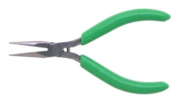 Xcelite LN542 Thin Fine Point Long Nose Plier with Green Cushion Grip Handle, Serrated Jaw, 5" Length, 1-3/16" Jaw Length