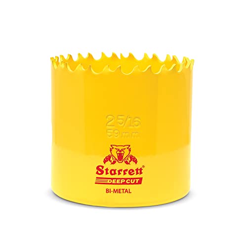 Starrett Deep Cut Hole Saw - DCH0256 Heavy Duty Bi-Metal with Extra Cobalt HSS Teeth - For Metals Wood Cast Iron Fibreglass Plastic Materials - 59mm