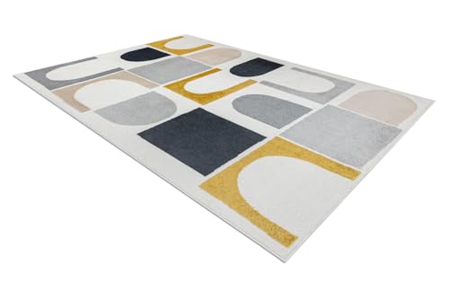 Tapis géométrique moderne Fusion aux finitions soignées pour salon