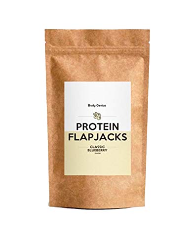 BODY GENIUS Protein Flapjacks (Arándanos). 500g. Preparado para barritas y galletas proteicas. Sin azúcares añadidos. Con Proteína. Snack Saludable. Hecho en España.