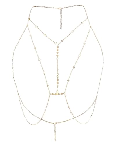 TPZORJX Fashion Einfache Körperkette - Einstellbar Bauch Körper Kette Halskette Bikini Kabelbaum Körper Hüftkette Taillenkette Body Chain Sommer...
