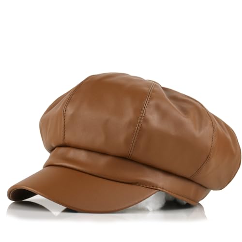 Sombrero de cuero estilo Newsboy para mujer miniatura 1