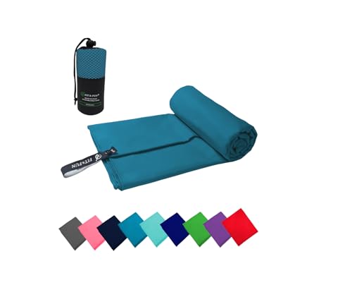 FIT&FUN Asciugamano in Microfibra 30x50 cm Blu Vivace – Compatto, Ultra Assorbente e Antibatterico – Ideale per Viaggio, Sport, Palestra, Trekking, Mare e Tempo Libero