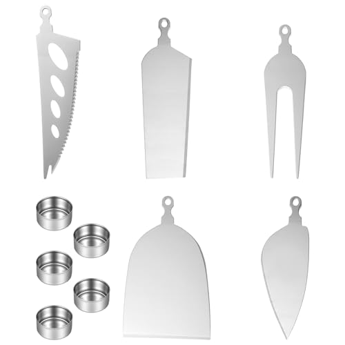 5 PCS Blade Board Knife Base for Handle Mold, Stainless Steel Cheese Knife Blade for Making Resin Handle Mold, Cutting Board Knives Hilt Fork Base for DIY Cutlery Handles
