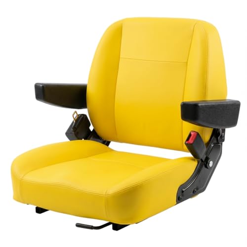Universal Tractor Seat Zero Turn Mower Seat with Adjustable Safety Belt Armrest Micro Switch for John Deere ZTR Skid Steer Loader Telehandler Dozer Excavator