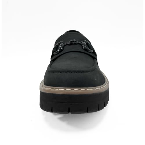 Image of Bandkos Womens Penny Platform Loafers-Fashion Suede Platform Chunky Slip On Dress Shoes Business Lug Sole Loafers US Size 5-12