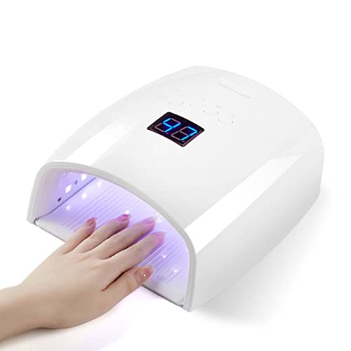 Linssy Lampe à ongles UV LED rechargeable, sans fil 66 W pour vernis gel et vernis ordinaire, séchage LED avec 5 réglages de minuterie, capteur automatique, écran LCD, blanc