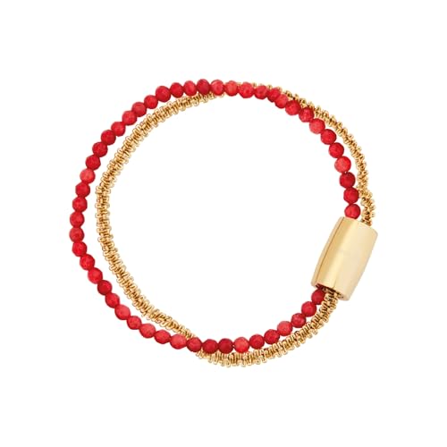 Breil Beil Jewel Magnetic Collection System, Stahl -Frauenarmband, Goldfarbe Natursteine ​​mit 19,5 cm mit Agata - TJ3378