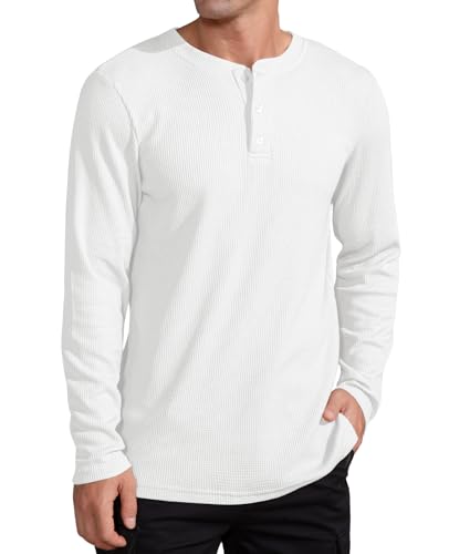 QUALFORT Henley Shirt for Men, Long Sleeve Cotton...