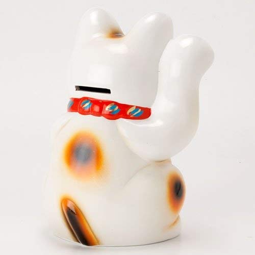 Amazon.co.jp: 白 小判猫 6号 お金を招く右手 招き猫 常滑焼 : ホーム