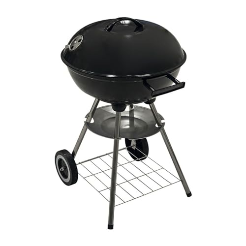 Avilia Barbacoa de carbón con tapa de acero inoxidable, 44,5 x 69 cm, parrilla perfecta al aire libre con estructura robusta, superficie espaciosa y ruedas para facilitar el transporte
