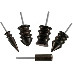 Maquina Para Bordar Cuero 5 Puntas Bruñidor Cuero para Herramienta Rotativa, 5 Estilos Herramienta de Bruñido Cuero Cabeza Pulida Accesorios Máquina Bruñido de Ébano para Bordes Artesanales de Cuero