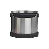 Espresso Knock Box - Large 750ml Metal Bin, Shockproof Design Coffee Ground Catchers, Non Slip Base baarista Tamping Container, Sturdy Stainless Steel Waste Puck Dumper - For Cafe Kitchen Hotels