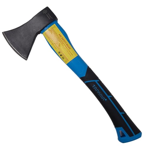Image of Taparia FHSA 500 Steel Axe with Fiberglass Handle (500g)-Ergonomic Non-slip Handle, Protective Rubber Handle-Balanced Weight Distribution, Vibration-Absorbing Handle-Lightweight, Low Maintenance