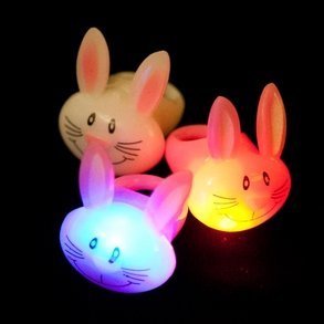 24ct Box LED Light Up Bunny Rabbit Flashing Rings