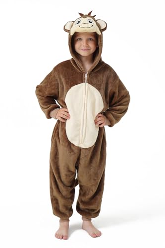 DILUFUN Kids Boys Girls Monkey Onesie Costume One Piece Pajamas Halloween Funny Animal Onesie Cosplay Costume Sleepwear Monkey 11-12Y