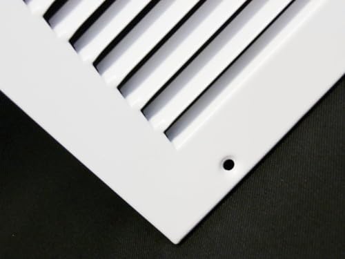 HVAC Premium 14'' x 4'' [Duct Opening] Flat Stamped Steel Return Air Grille - Sidewall and Ceiling - HVAC Vent Duct Cover - White [Outer Dimensions: 15.75''w X 5.75''h] - Thumbnail 4