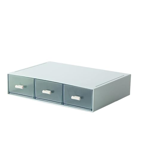 卓上小物ケース 小物入れ引き出し レターケース 書類ケース 収納ボックス 小物収納ボックス 透明 卓上 文房具 化粧品 事務用品 (C,ブルー)