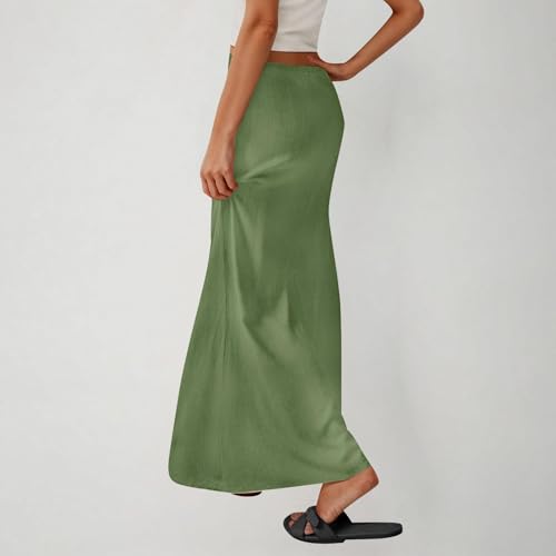 2025 Linen Maxi Skirt for Women, Trendy Summer Comfy Drawstring Waist A Line Skirts, Boho Casual Flowy Skirts4