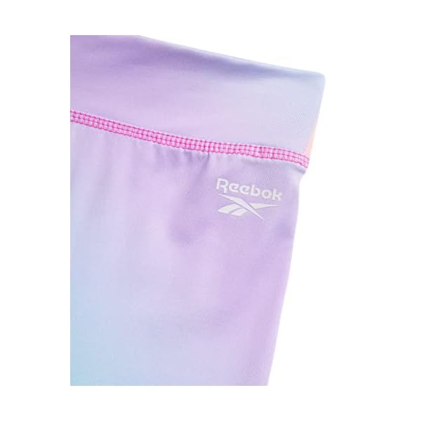 Reebok Girls' Leggings Multipack - 4 Pack Performance Stretch Pants Kids Clothing Bundle, Size 7, Rainbow Tie Dye/Black