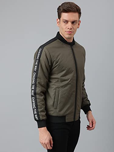 Image of Dennis Lingo Men's Polyester Long length Long Sleeves Bomber Jacket - Mandarin Collar, Welt Pocket, Lightweight, Casual Winterwear