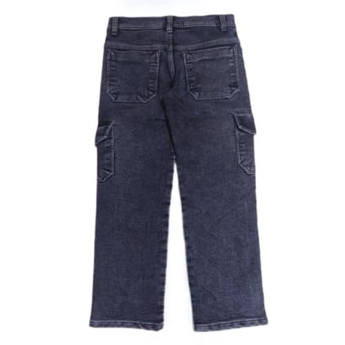 Sky Heights Boys Solid Cargo Denim Jeans