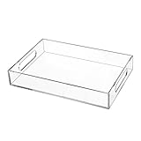 MYFULLY Clear Serving Tray | Acrylic Decorative Serving Trays with Handles - Organizer for Fruit, Yogurt, Snacks, Pasta - Food Safe, BPA Free 8' x 12'