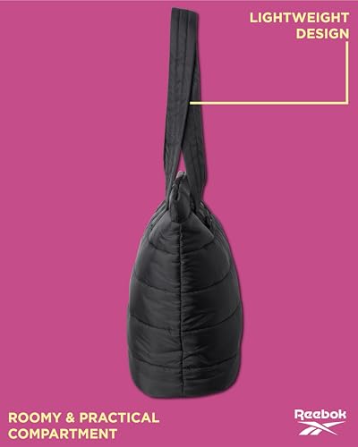 Image of Reebok Womens Tote Bag - Large Lightweight Puffer Travel Tote with Zipper - Carry On Shoulder Bag Work Bags for Women