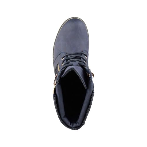 Elara Damen Stiefeletten Worker Boots Spitze Chunkyrayan B9812-KB Dunkelblau-39