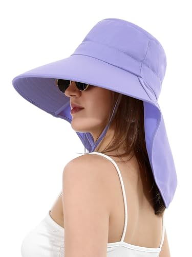Chapeau de soleil LA CARRIE anti coup de soleil avec grand bord et protège-nuque
