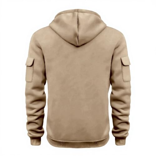 Ymosrh Men's Hoodies, Quarter Zip Long Sleeve Casual Cargo Hoodie Sweatshirt Pullover, M-3XL3