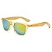 Long Keeper Bamboo Wood Arms Sunglasses for Women Men (Transparent Yellow, Gold)