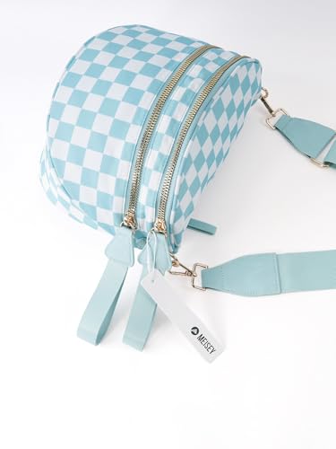 Image of Black and White Checkered Crossbody Bag Bum Bag for Women,Spacious Checkered Purse Fanny Packs Belt Bag