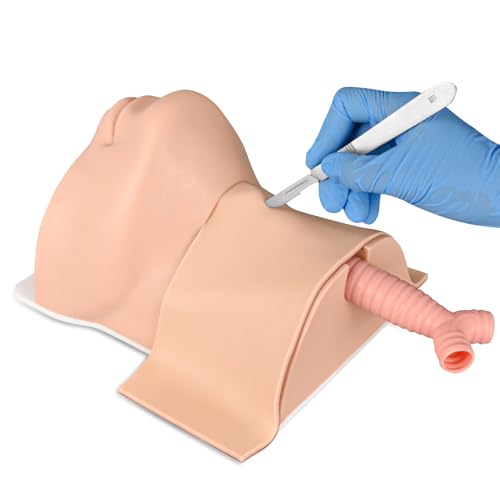 Image of Cricothyrotomy Task Trainer, Cricothyrotomy Simulator | Tracheostomy Trainer, Surgical Airway Trainer, Light Skin