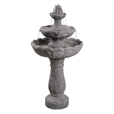 Kenroy Home Tiered Floor Fountain, Resin, Grey Stone Cover
