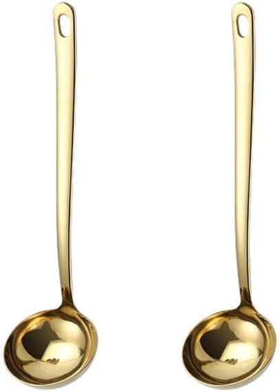 Gold Soup Ladle Large 2.9" Bowl Long Handle 304 Stainless Steel Spoon Kitchen Serving