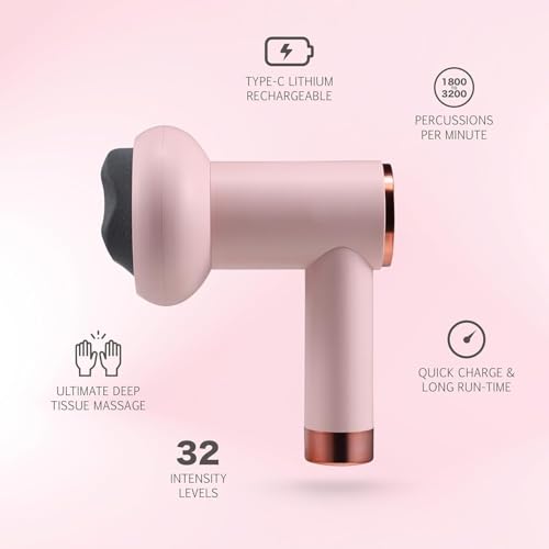 Image of HEEJ Shiatsu Deep Rolling Massager Portable Electric Body Massager Gun with 4 Interchangeable Heads | Deep Tissue Muscle Relaxation Device for Neck, Back, Shoulder & Legs | Handheld Cordless Vibration Massager for Pain Relief & Stress Recovery (Multicolor Shiatsu)