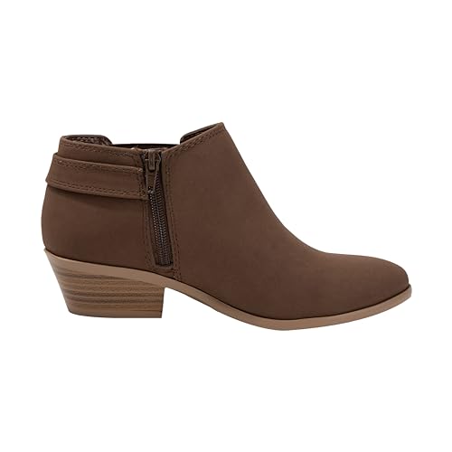 Womens Ankle Boots Side Zipper Buckle Chunky Block Low Heel Round Toe Buckle Bootie Rio2