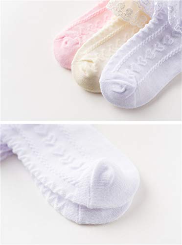 DoMii Toddler Girls Lace Ruffle Frilly Ankle Socks Comfortable Cotton Socks 3-Pack3