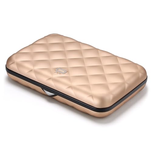 ÖGON -DESIGNS- Card holder for women, Rigid aluminum with quilted effect, RFID protection against fraud and demagnetization, Compact wallet, Lady Case HELSINKI model2