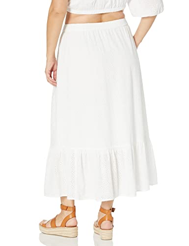The Drop Women's Anupa Cotton Tiered Midi Skirt, White, S #TOP5