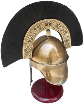 Roman Centurion Helmet with Black Plume – Medieval Warrior Costume Armor Replica for Halloween & Cosplay.