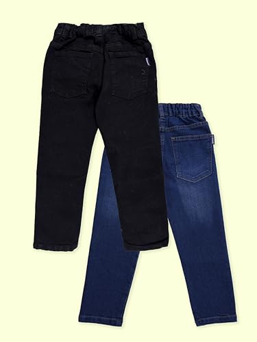 Image of KiddoPanti Boys Regular Fit Denim Pant | Stretch Poly Cotton Denim | Regular Fit Full Length Pant | Back Elasticated & Button with Zip Open Fly